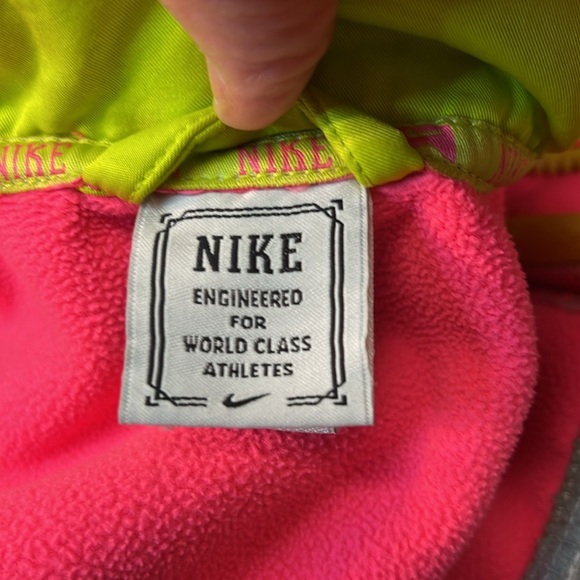 NIKE Girls Athletic Fleece Lined Jacket in Gray, Pink and Neon Green. EUC. - Picture 3 of 8